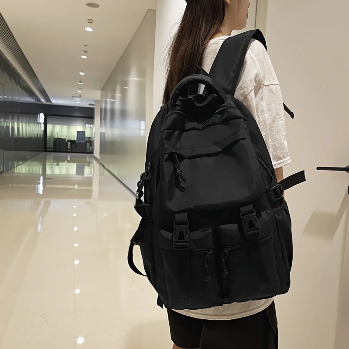 Henan Denim Flap Backpack With Front Pocket For Travel
