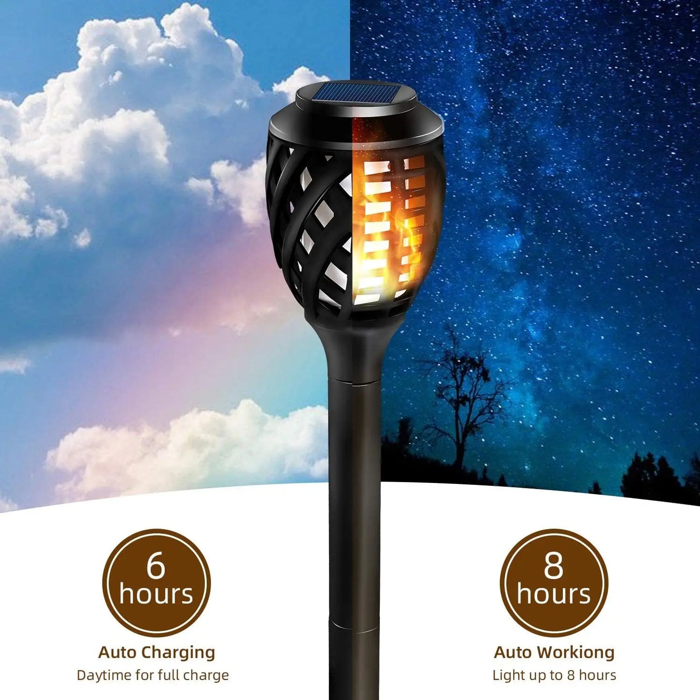 Hign Concerned Solar Torch Lights 8 Pack Water Resistant