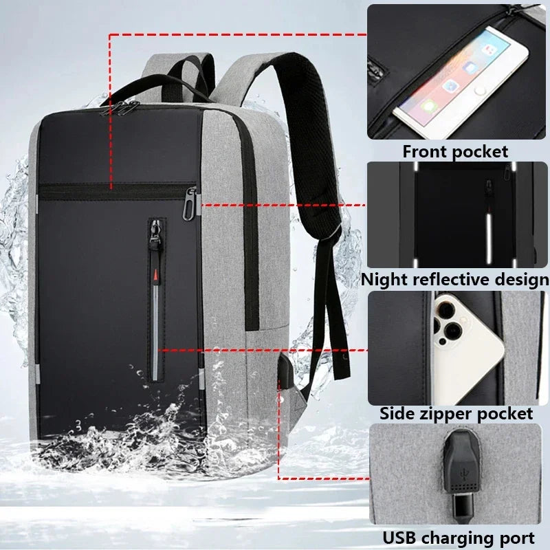 Homefish Waterproof Oxford Laptop Backpack USB Charging