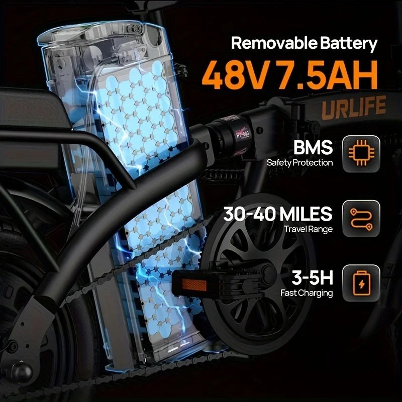 Certification Folding Electric Bike 500W 48V 7.5Ah Battery