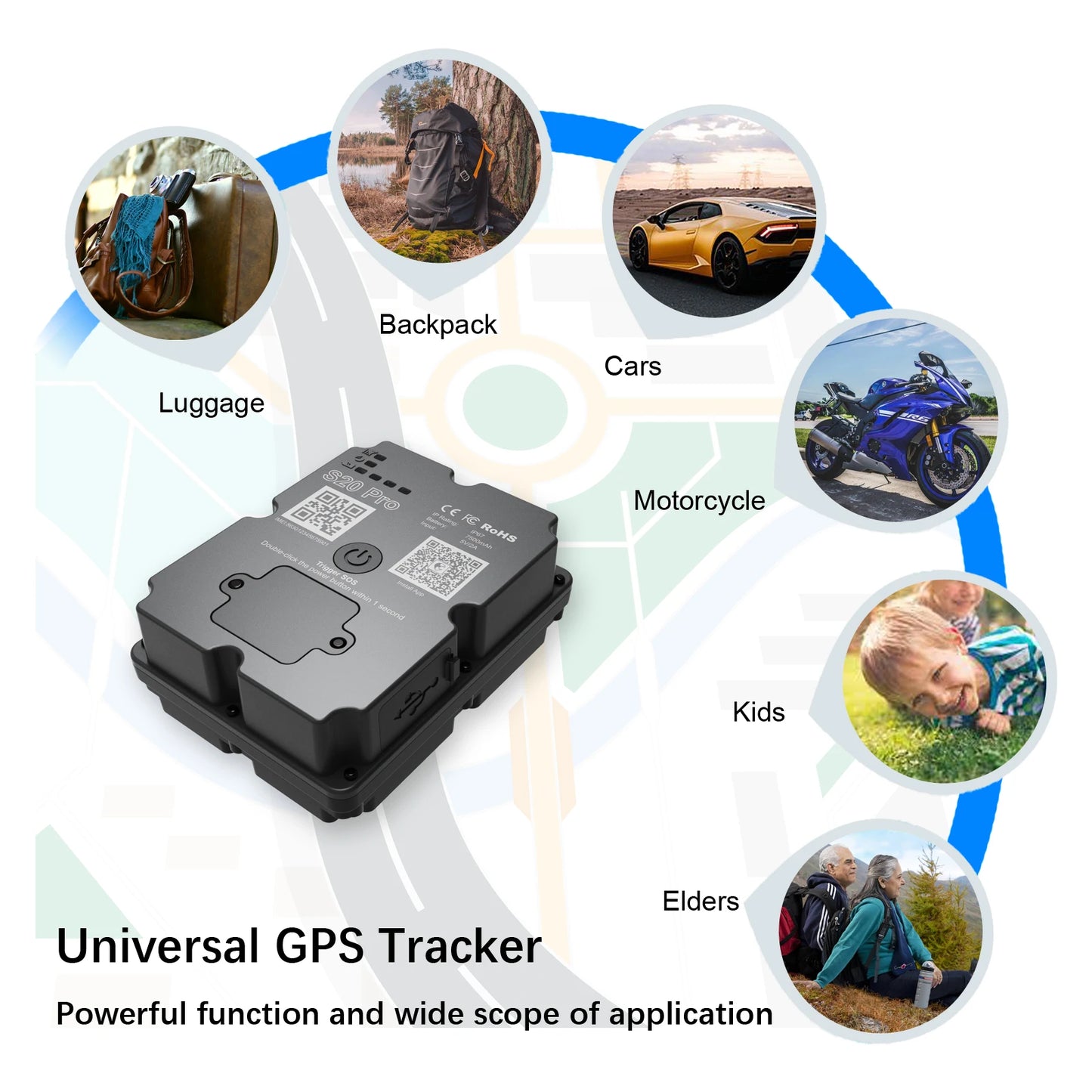 Wanwaytech 4G GPS Tracker For Cars Luggage Magnet 30 Days