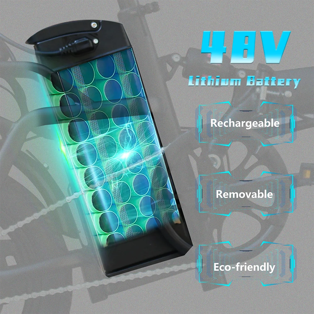 DEEPOWER Folding Electric Bike For Adults 48V 15Ah 400W