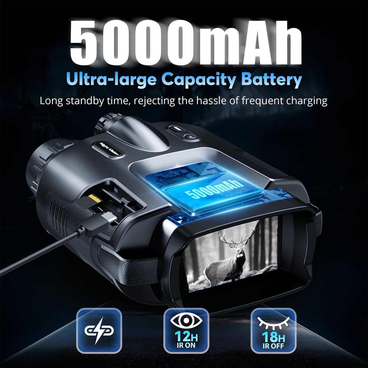 USB Rechargeable 4K Night Vision Binoculars 8X Zoom