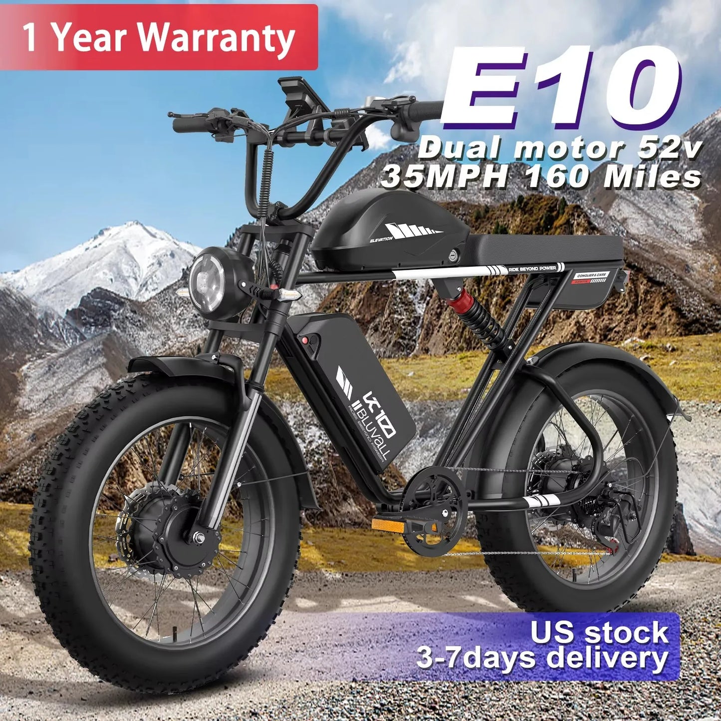 Dual 52V Motors Electric Bike With Long Range Battery