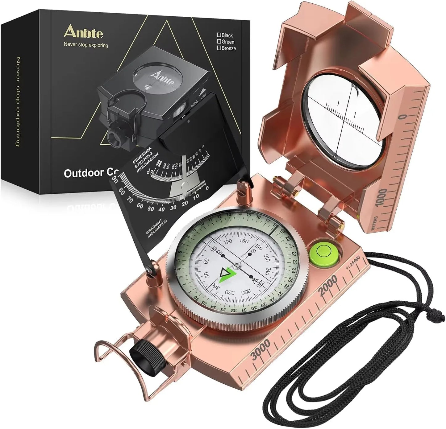 Carrying Lensatic Compass Waterproof Clinometer With Pouch