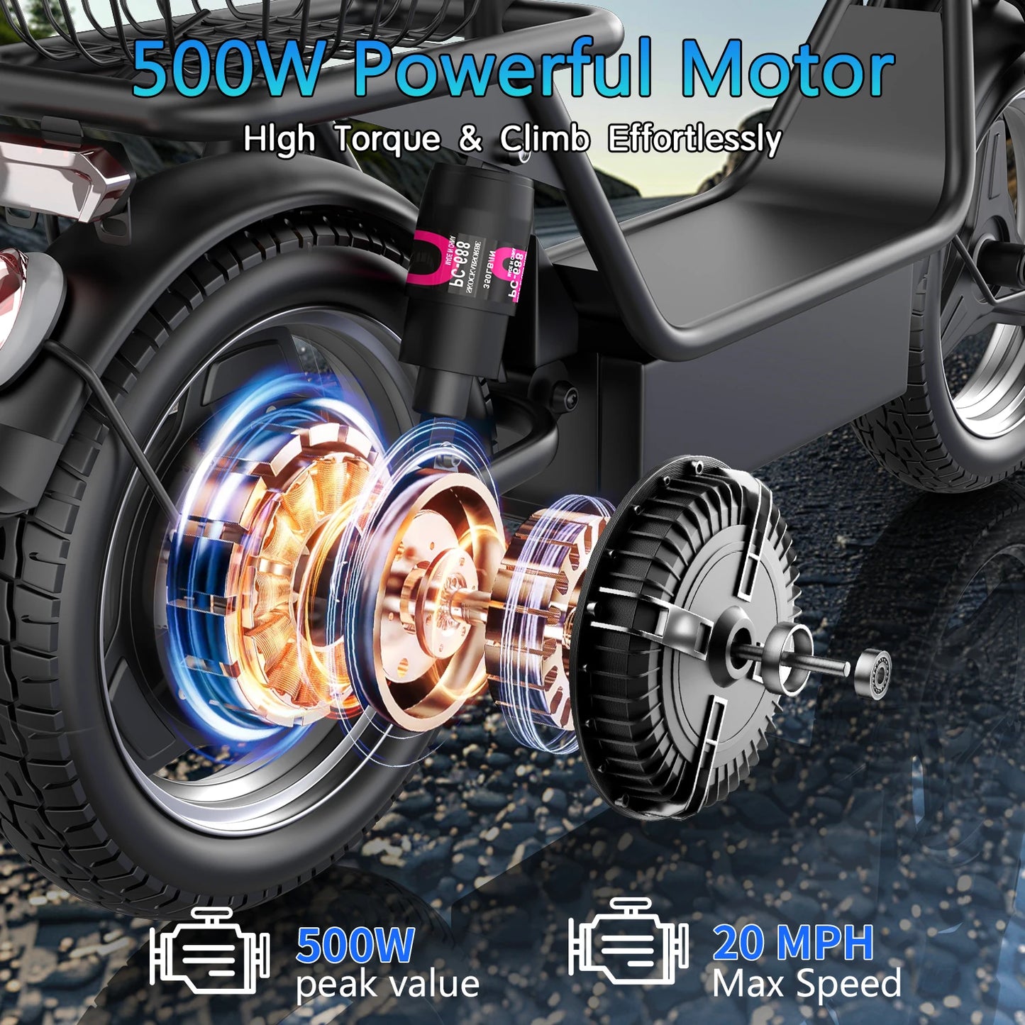 Max Speed Electric Scooter With Basket For Adults 650W