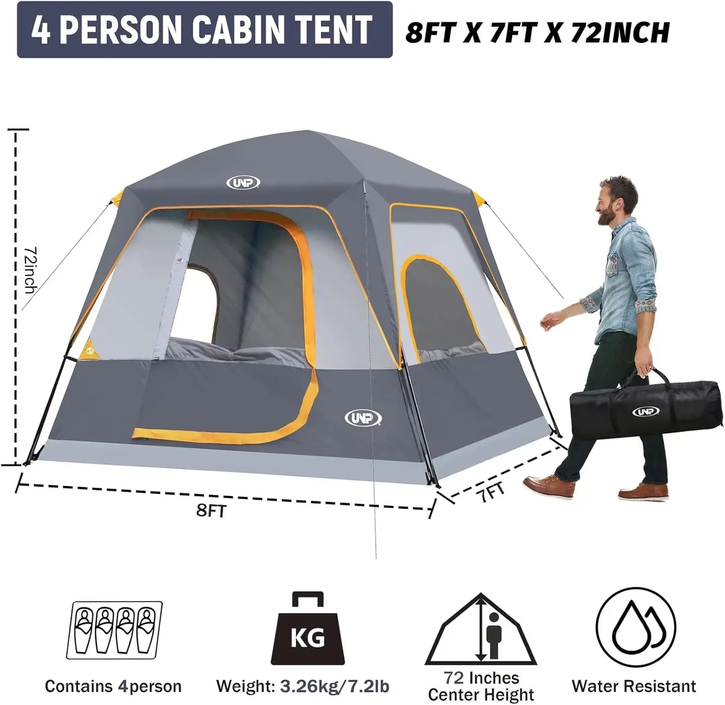 UNP Portable Cabin Tent Camping Shelter Outdoor Setup