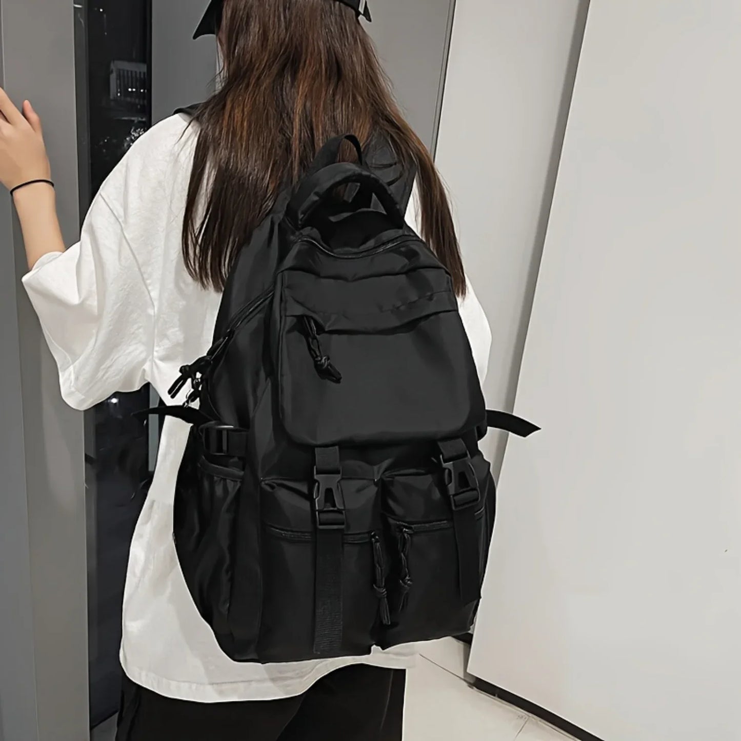 Henan Denim Flap Backpack With Front Pocket For Travel