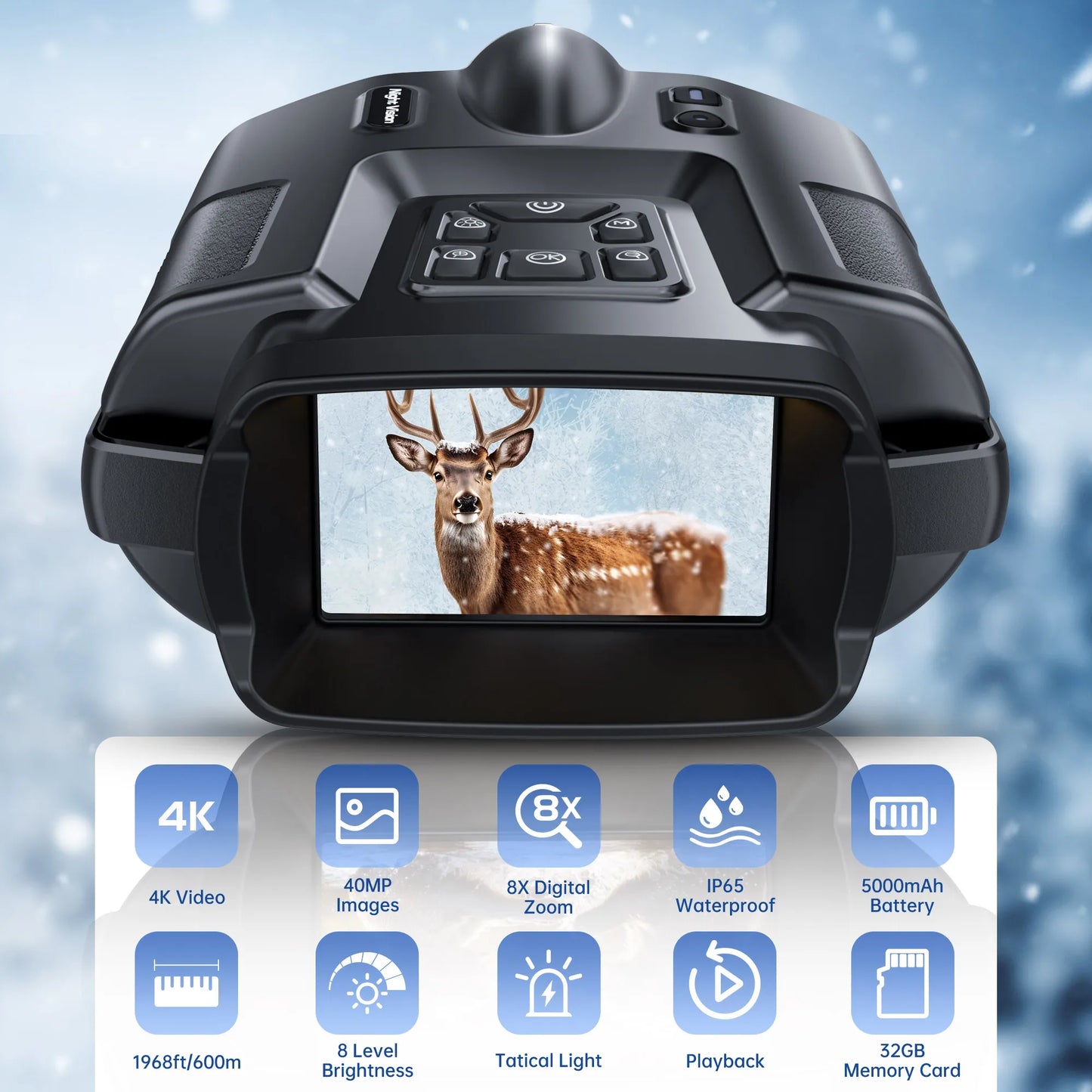 USB Rechargeable 4K Night Vision Binoculars 8X Zoom