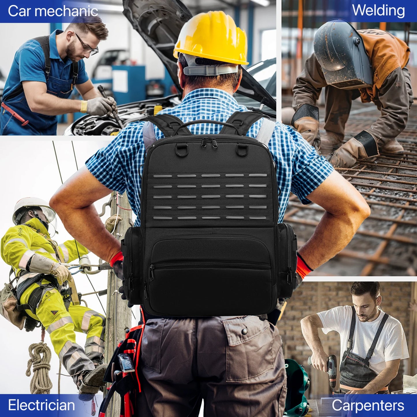 YH GSCN Tool Backpack Heavy Duty Tool Storage Organizer