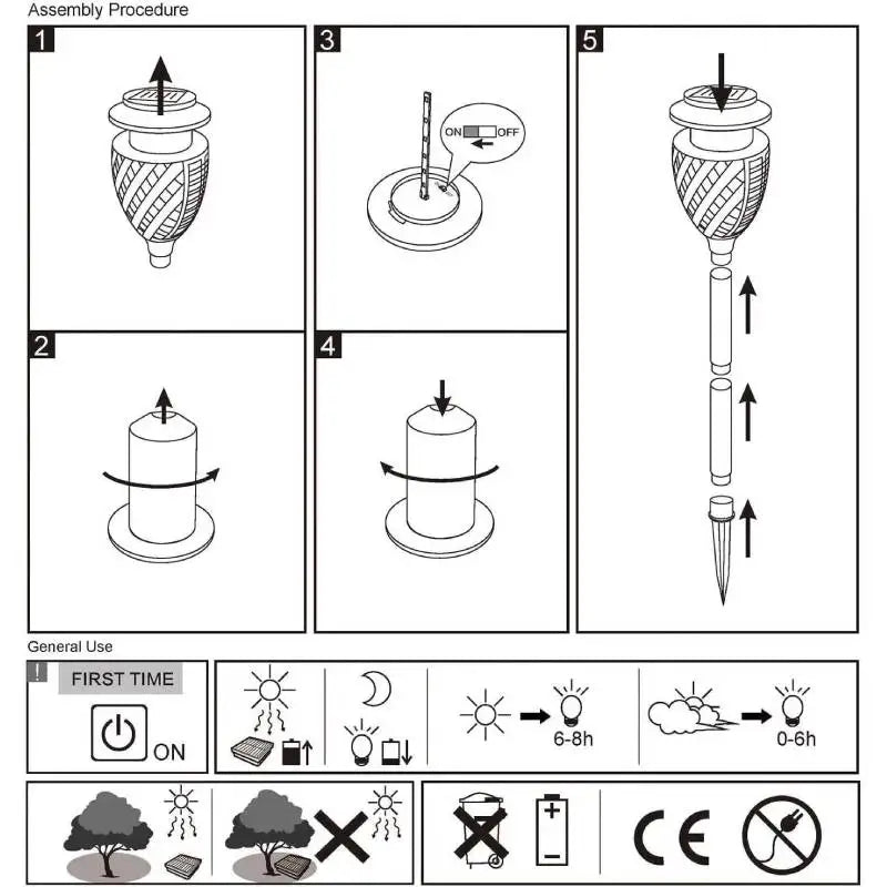 Hign Concerned Solar Torch Lights 8 Pack Water Resistant