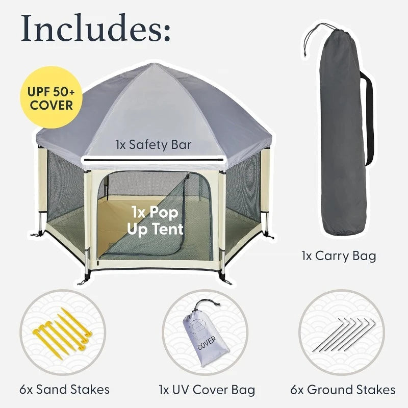 Hignconcerned Baby Playpen Tent With Canopy Travel Kit