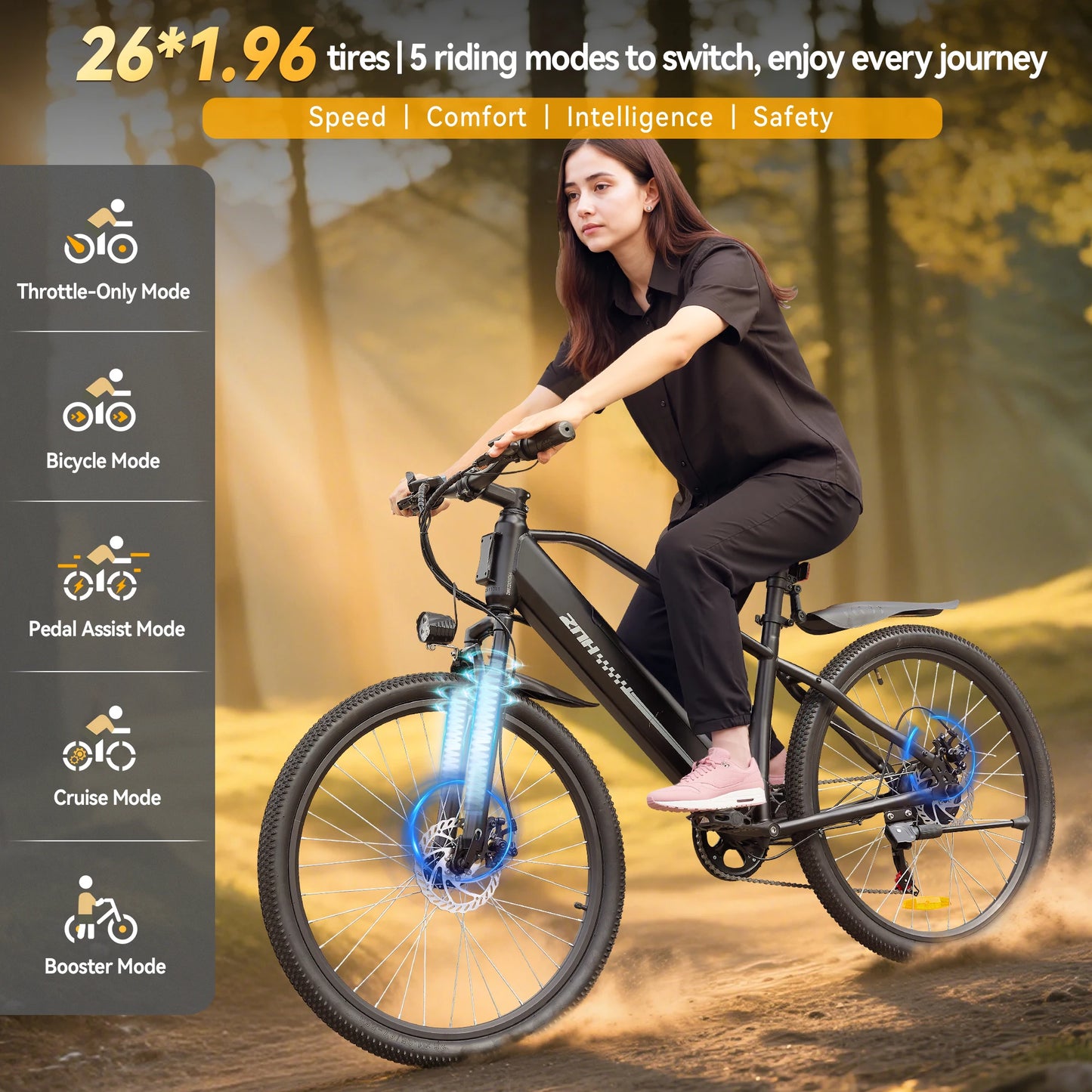 ZNH Electric Mountain Bike 1000W Peak 48V Battery 20 MPH