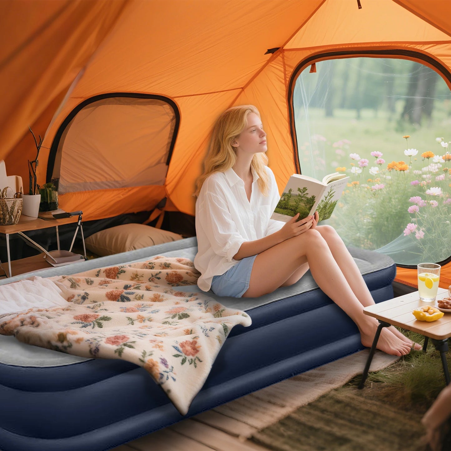 By Inflating Inflatable Mattress With Built In Pump