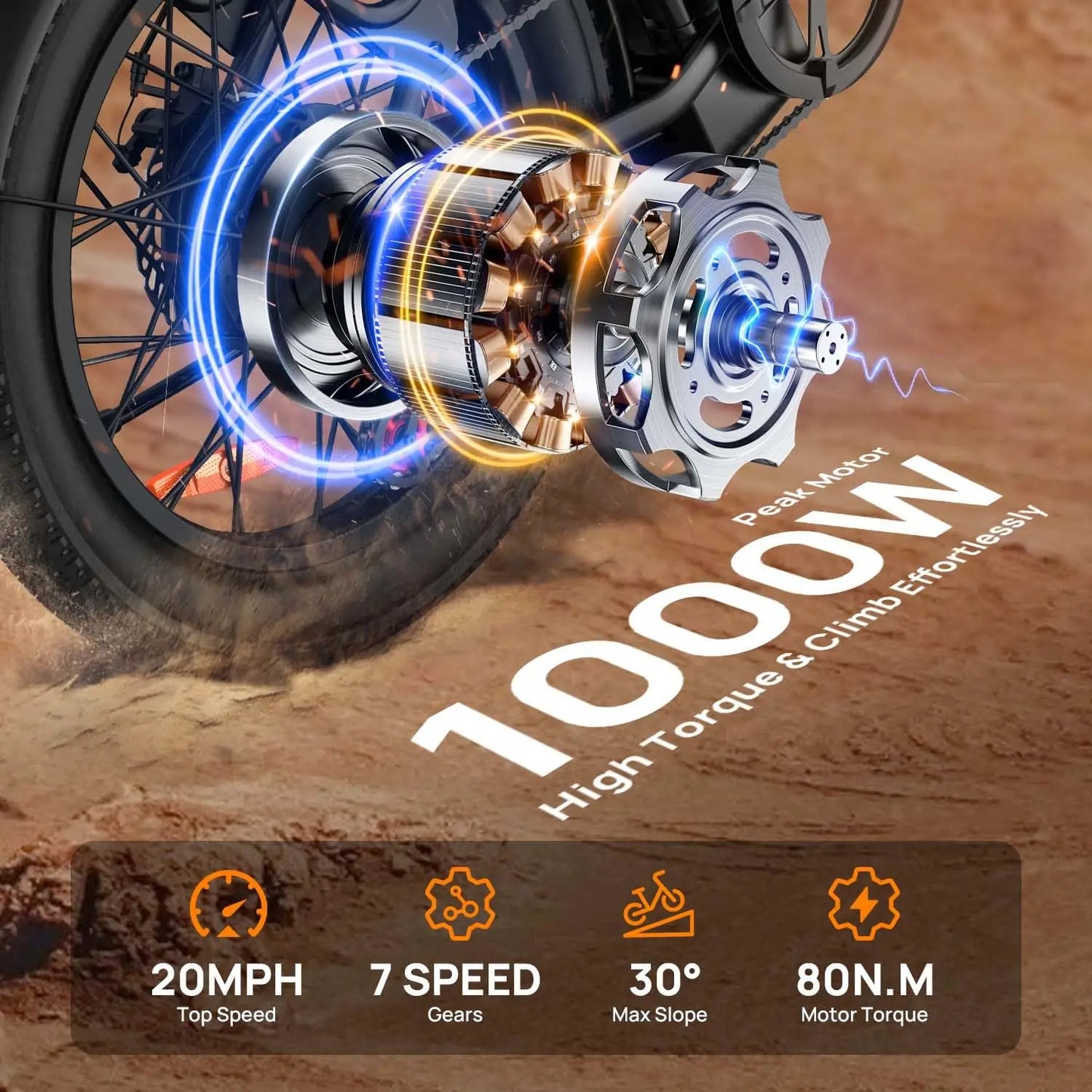 URLIFE 1000W Fat Tire Electric Bike 48V Removable Battery