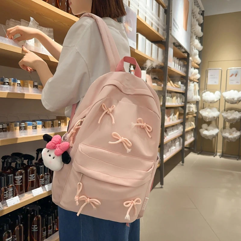 Capacity Fashion Bow Laptop Backpack Rucksack Pendant