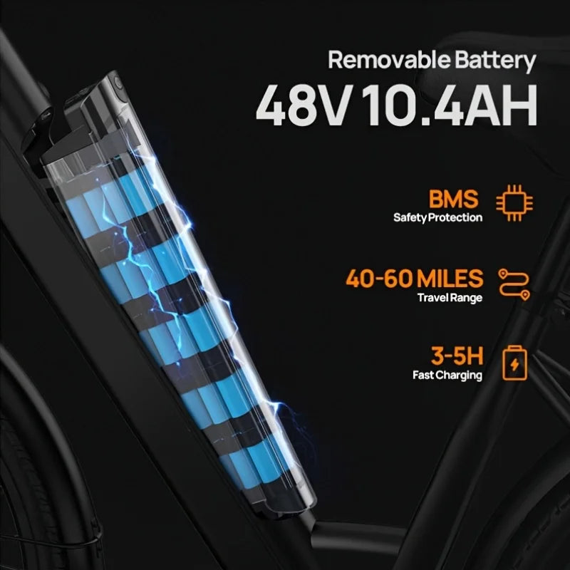 URLIFE Peak 750W E26 Electric Bike for Adults Battery