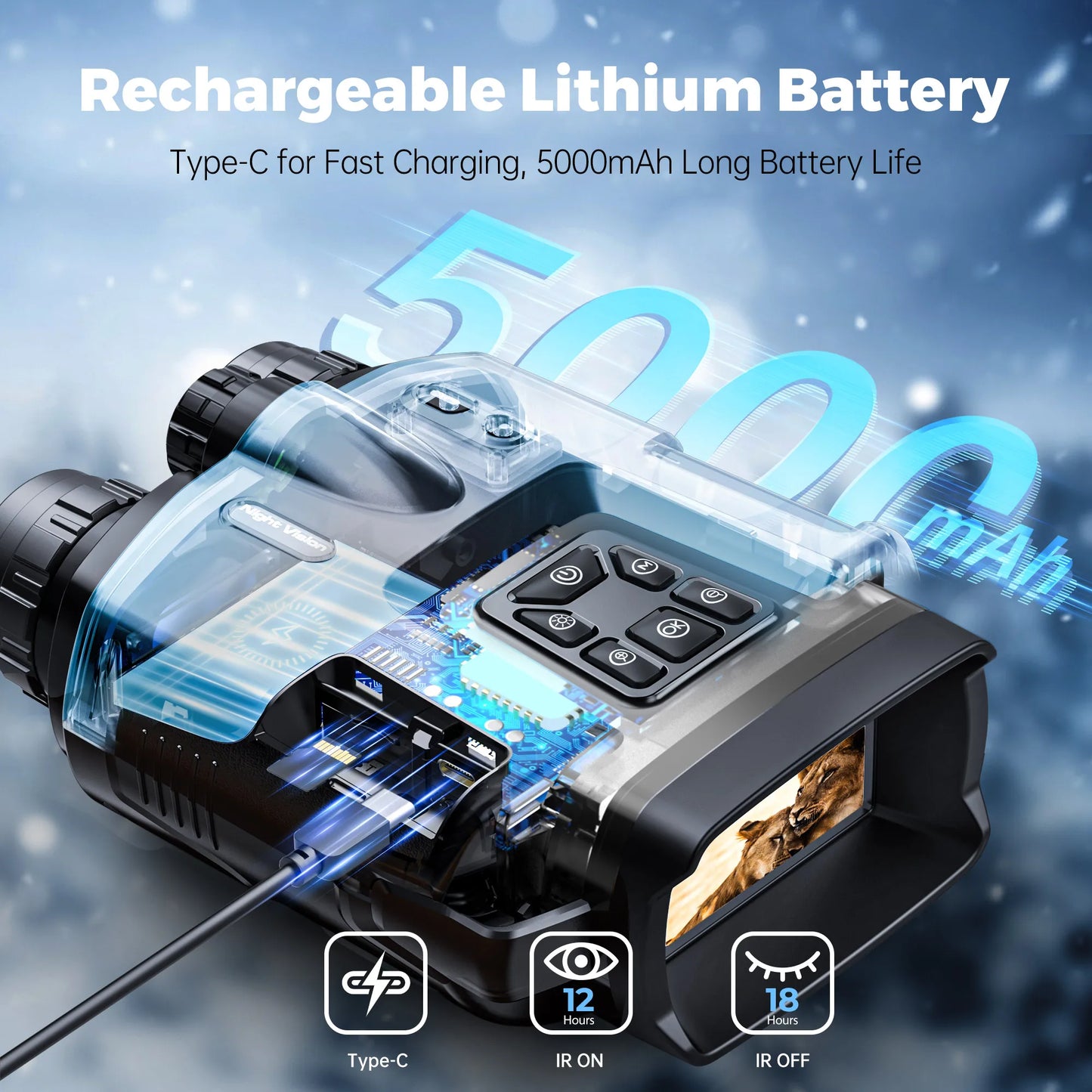 Night Vision Binoculars With 3 Inch Screen 8X Digital Zoom