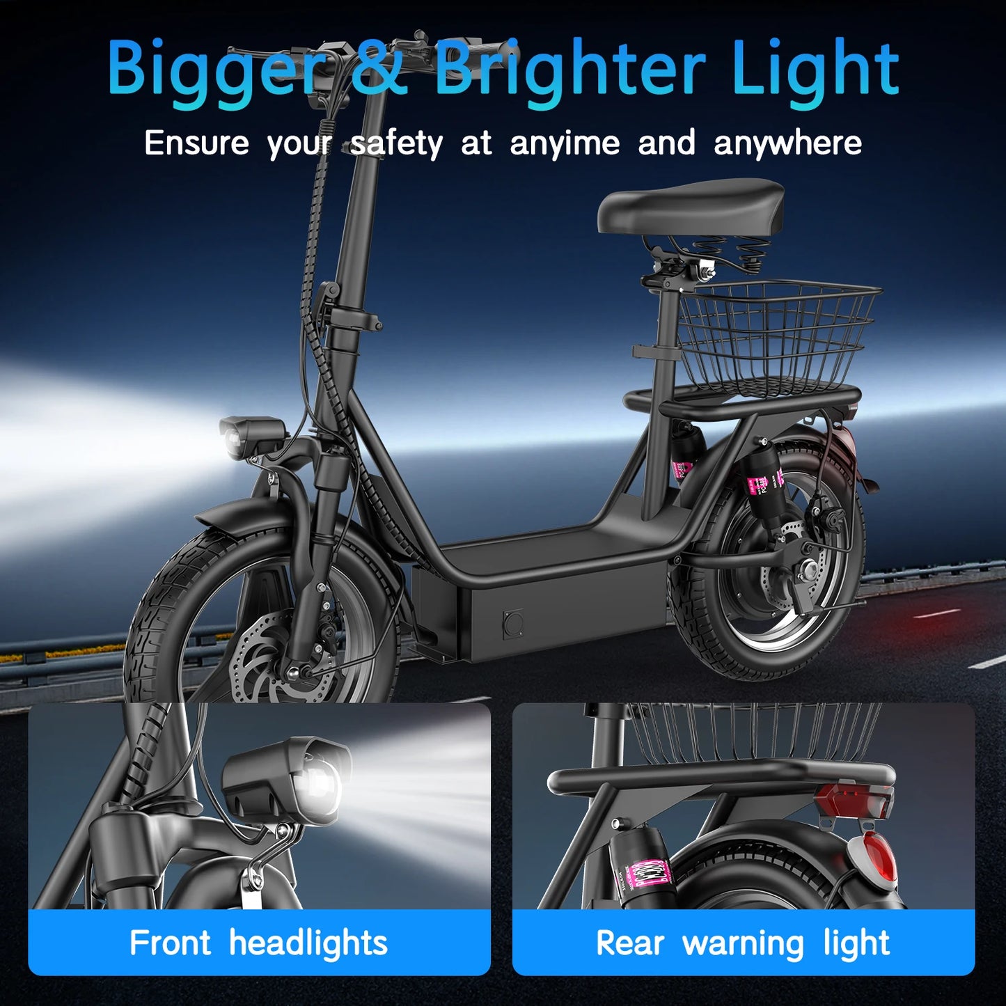 Max Speed Electric Scooter With Basket For Adults 650W