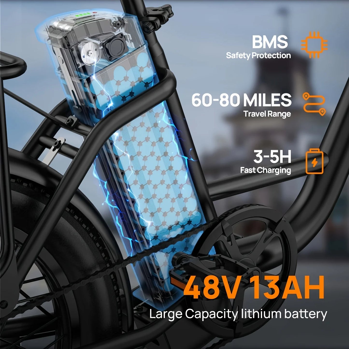 URLIFE 1000W Fat Tire Electric Bike 48V Removable Battery