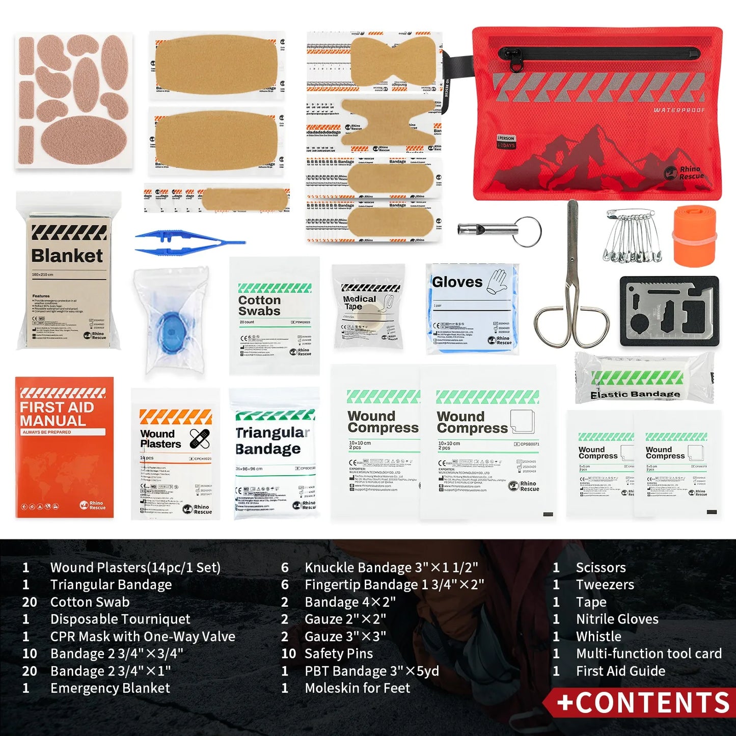 Rhino Rescue Ultralight Waterproof First Aid Kit 105 Pieces