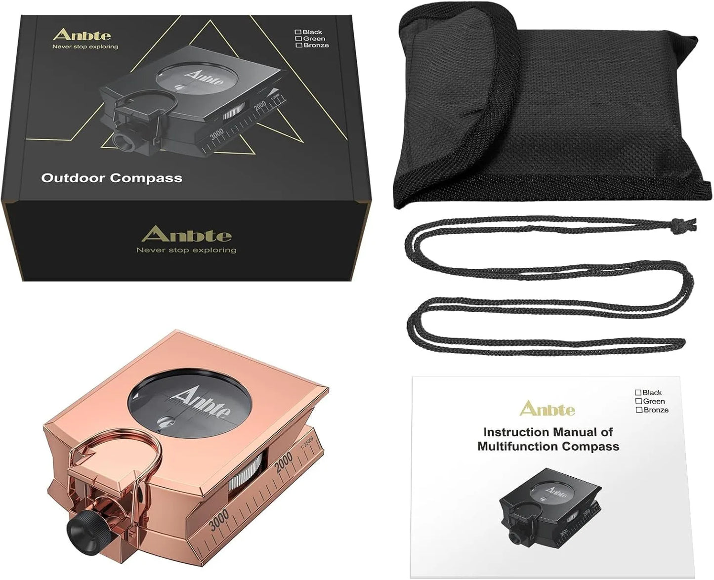 Carrying Lensatic Compass Waterproof Clinometer With Pouch