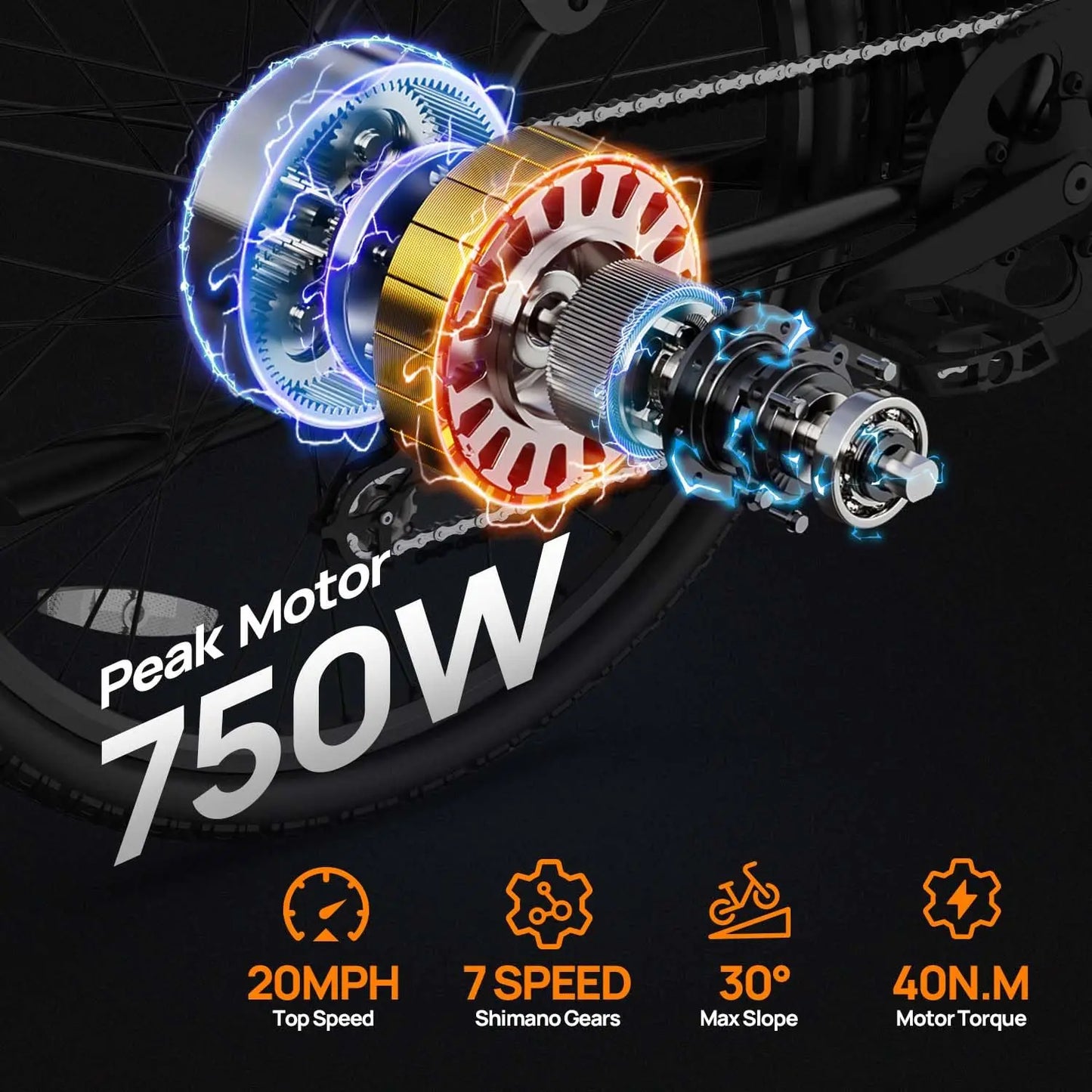 URLIFE Peak 750W E26 Electric Bike for Adults Battery