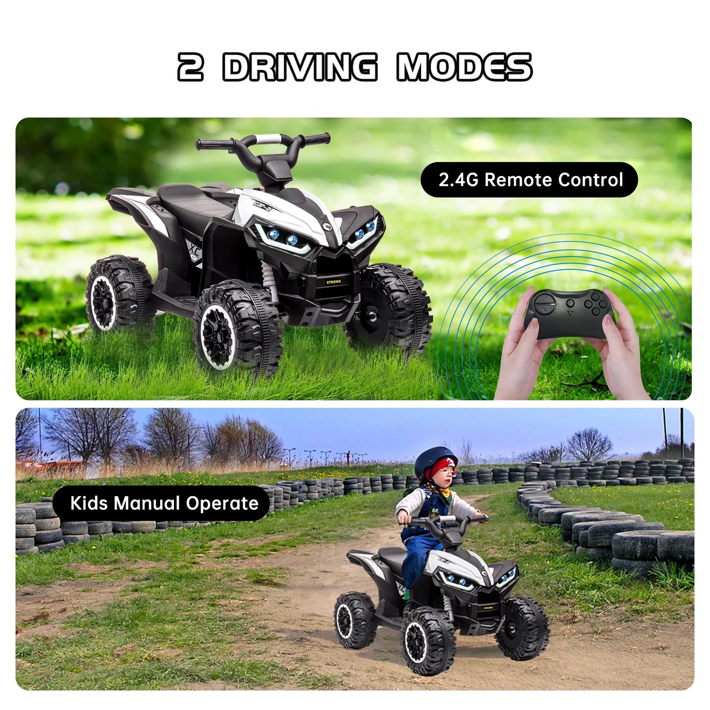 HiMISSE 12V Kids Ride On ATV Dual Motor Electric Quad