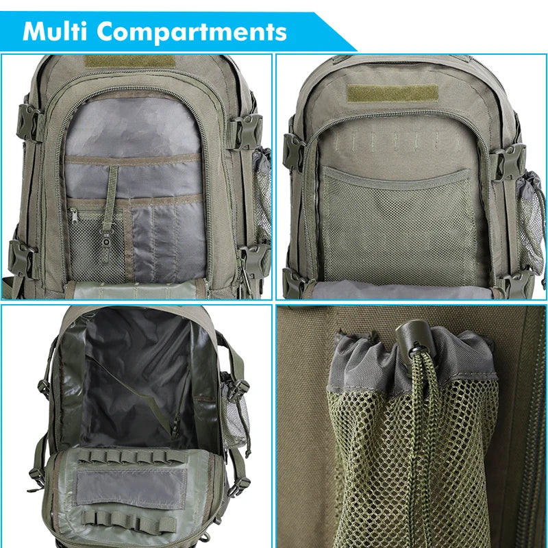 LQARMY Expandable Tactical Backpack With MOLLE For Hiking
