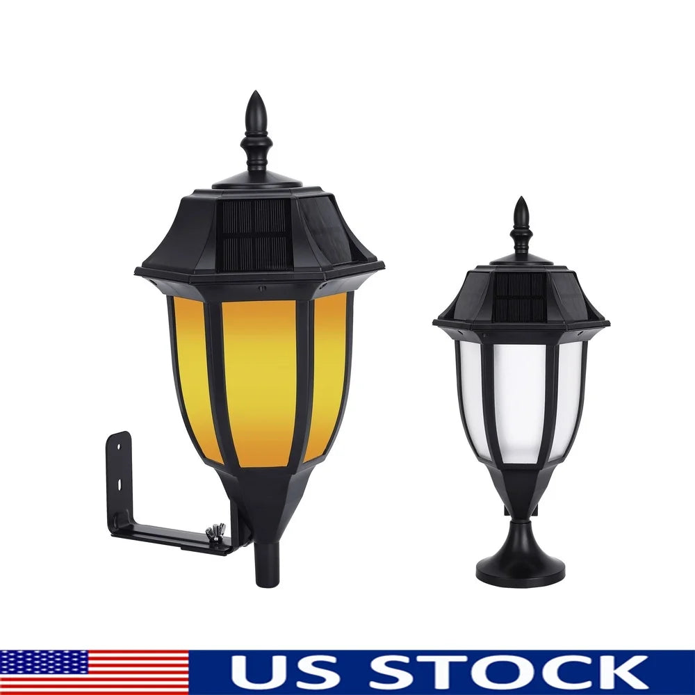 XMSJ Solar Wall Pillar Light IP65 Waterproof Dusk Dawn