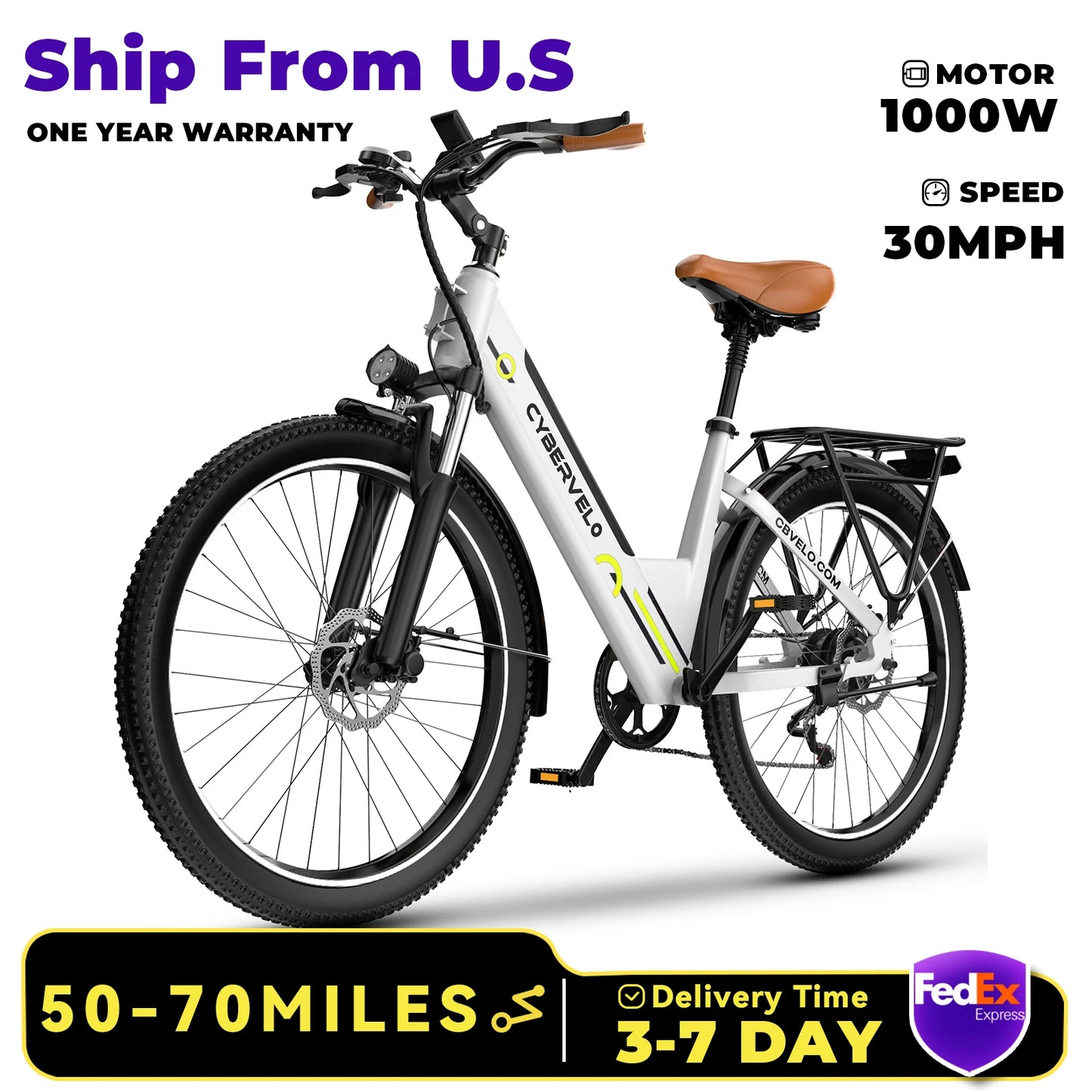 CYBERVELO 1000 Ebike For Adults With Removable Battery