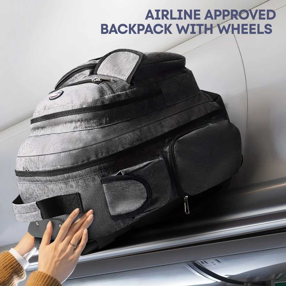 New York XPress Travel Backpack With Wheels Luggage