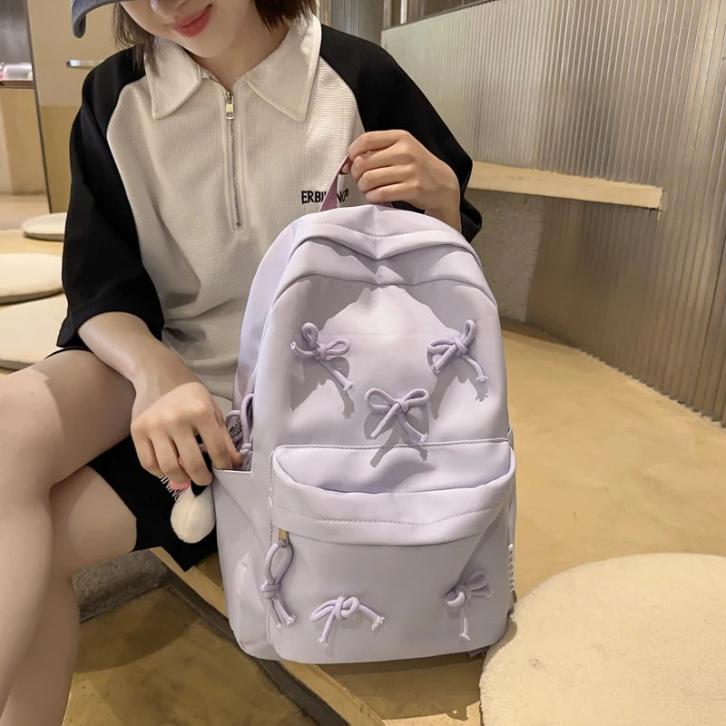 Capacity Fashion Bow Laptop Backpack Rucksack Pendant