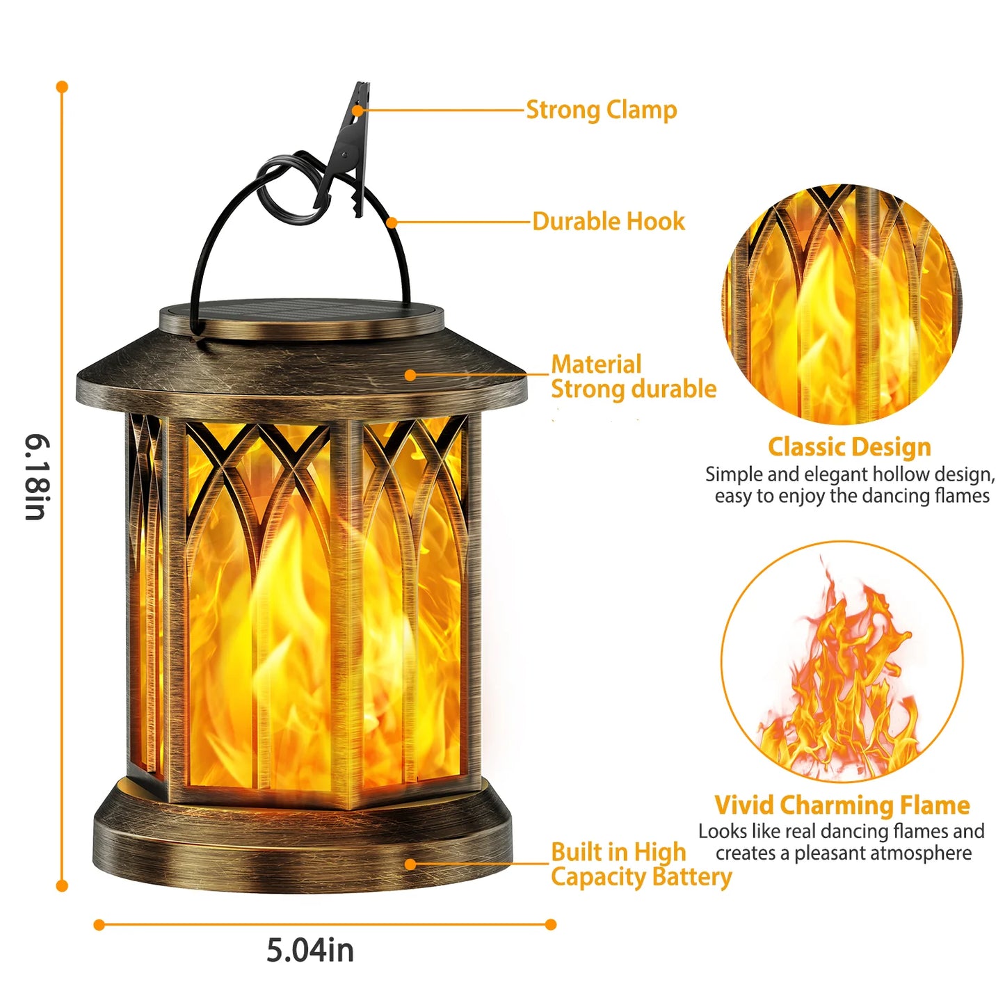 KPSTEK Flickering Flame Solar Lanterns Hanging Lights