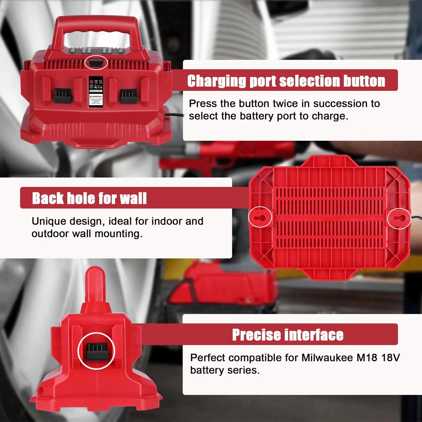 REACELL Milwaukee M18 6 Port Charger With LED Indicator