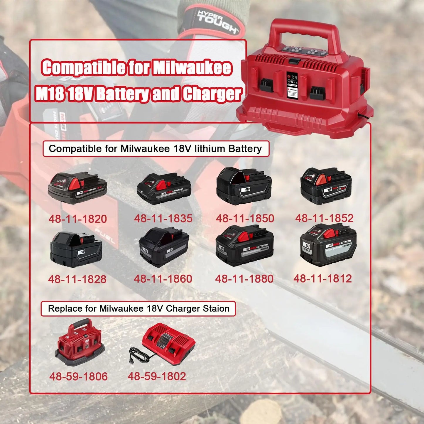 REACELL Milwaukee M18 6 Port Charger With LED Indicator