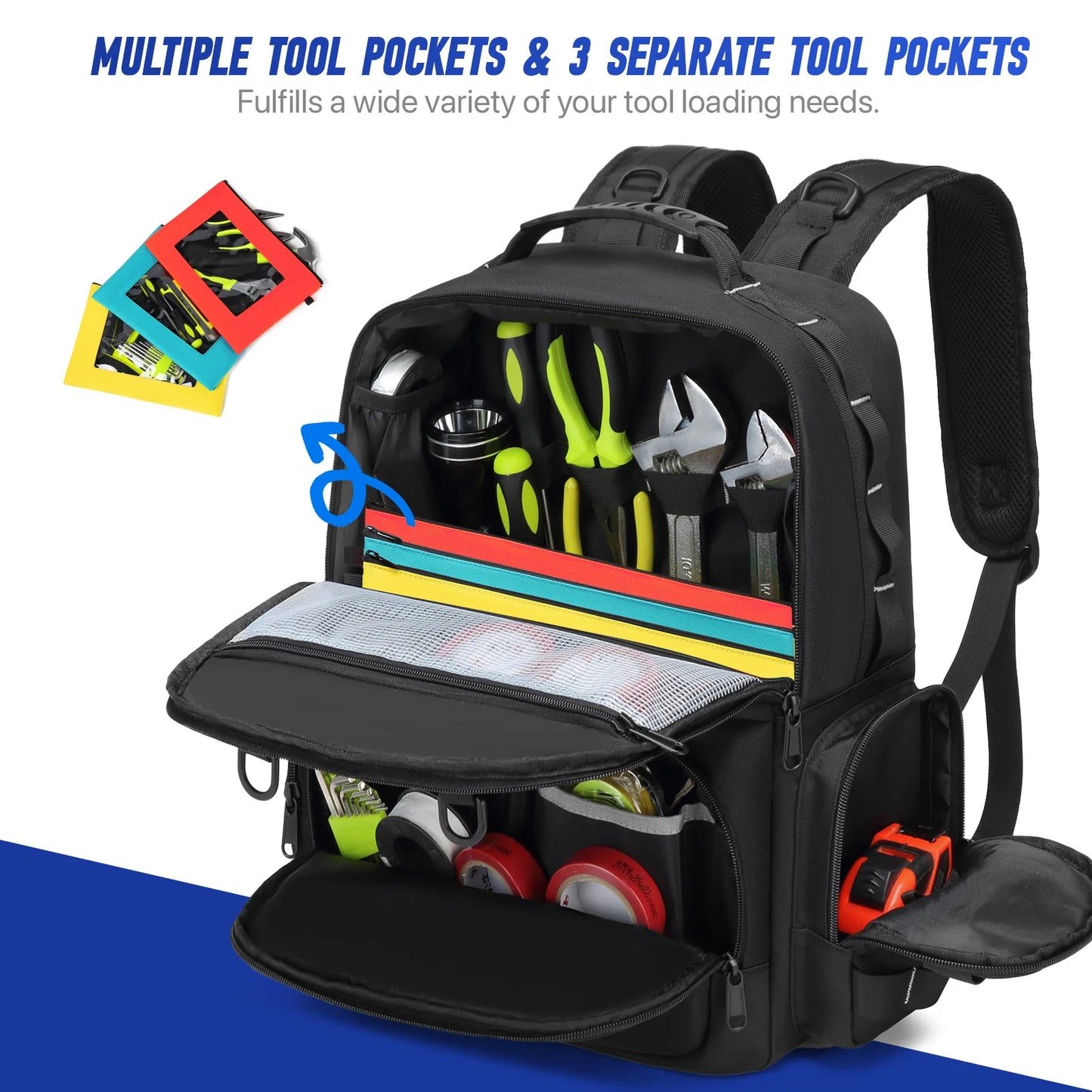 YH GSCN Tool Backpack Heavy Duty Tool Storage Organizer