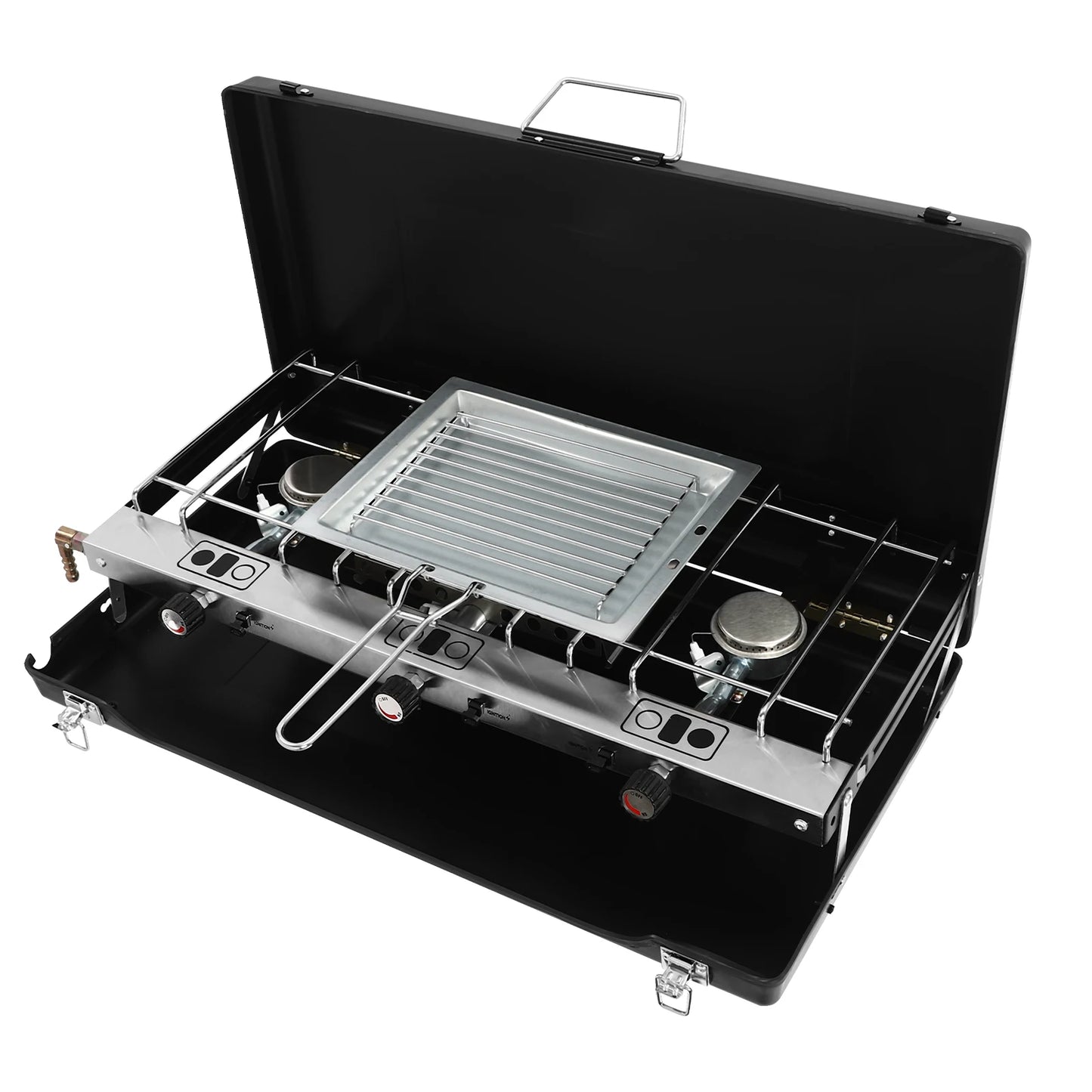 Portable 3 Burner Propane Camping Stove With Piezo Ignition