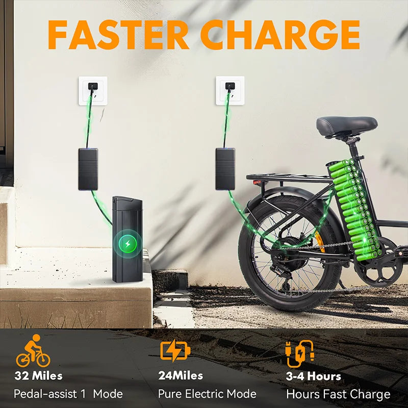 Charger 750W Fat Tire Electric Bike With Rear Rack