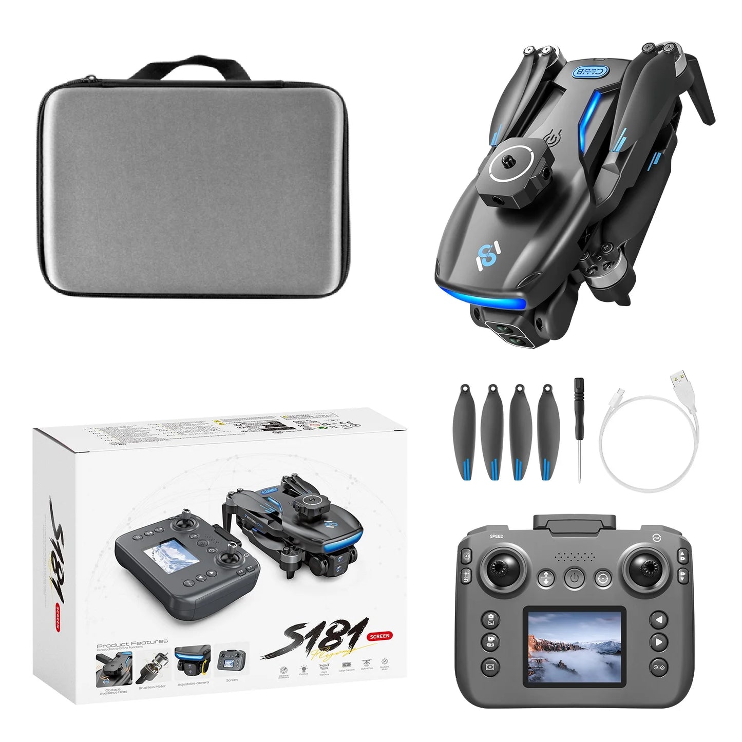 Long Endurance Brushless Drone With Dual Cameras LCD Remote