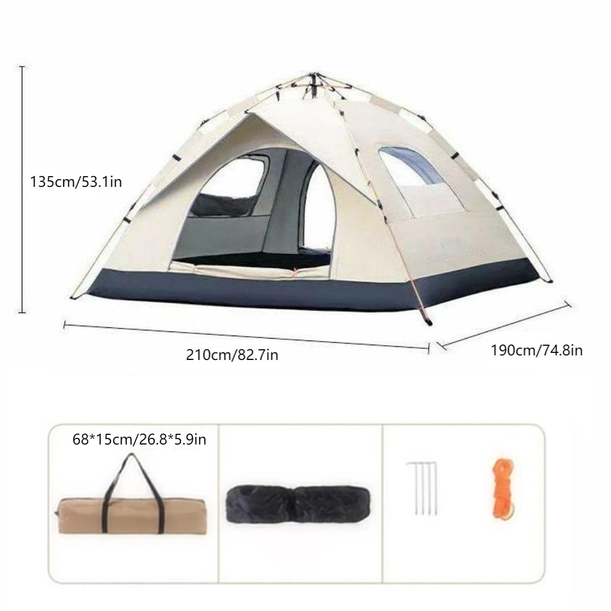 Pakicetus Outdoor Sunshade Camping Tent With Dual Doors