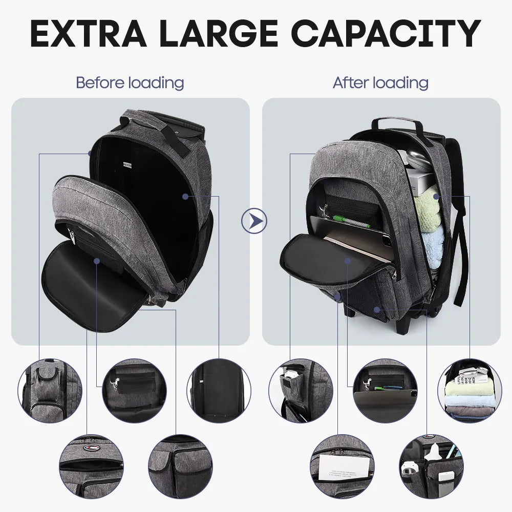 New York XPress Travel Backpack With Wheels Luggage